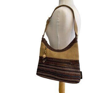 Patchwork Shoulder Bag With Adjustable Strap & Button Closure boho funky gypsy